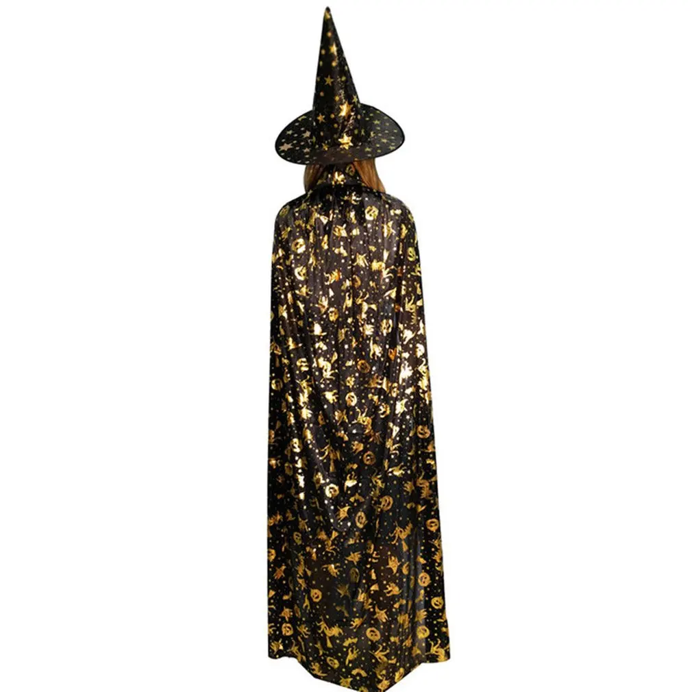 

Halloween Pumpkin Cape Cloak Ghost Festival Children's Adult Masquerade Hot Stamping Witch Five Star Hat