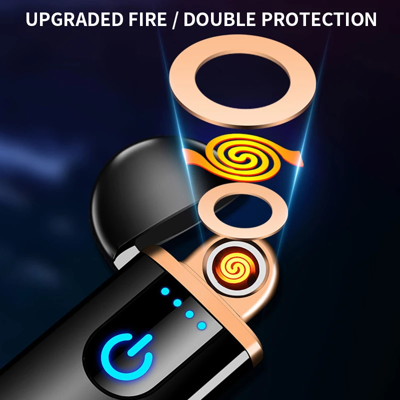Windproof Dual Arc Lighter Flameless Electronic USB Rechargeable Electric for Cigarette Candle with LED Power Display | Дом и сад