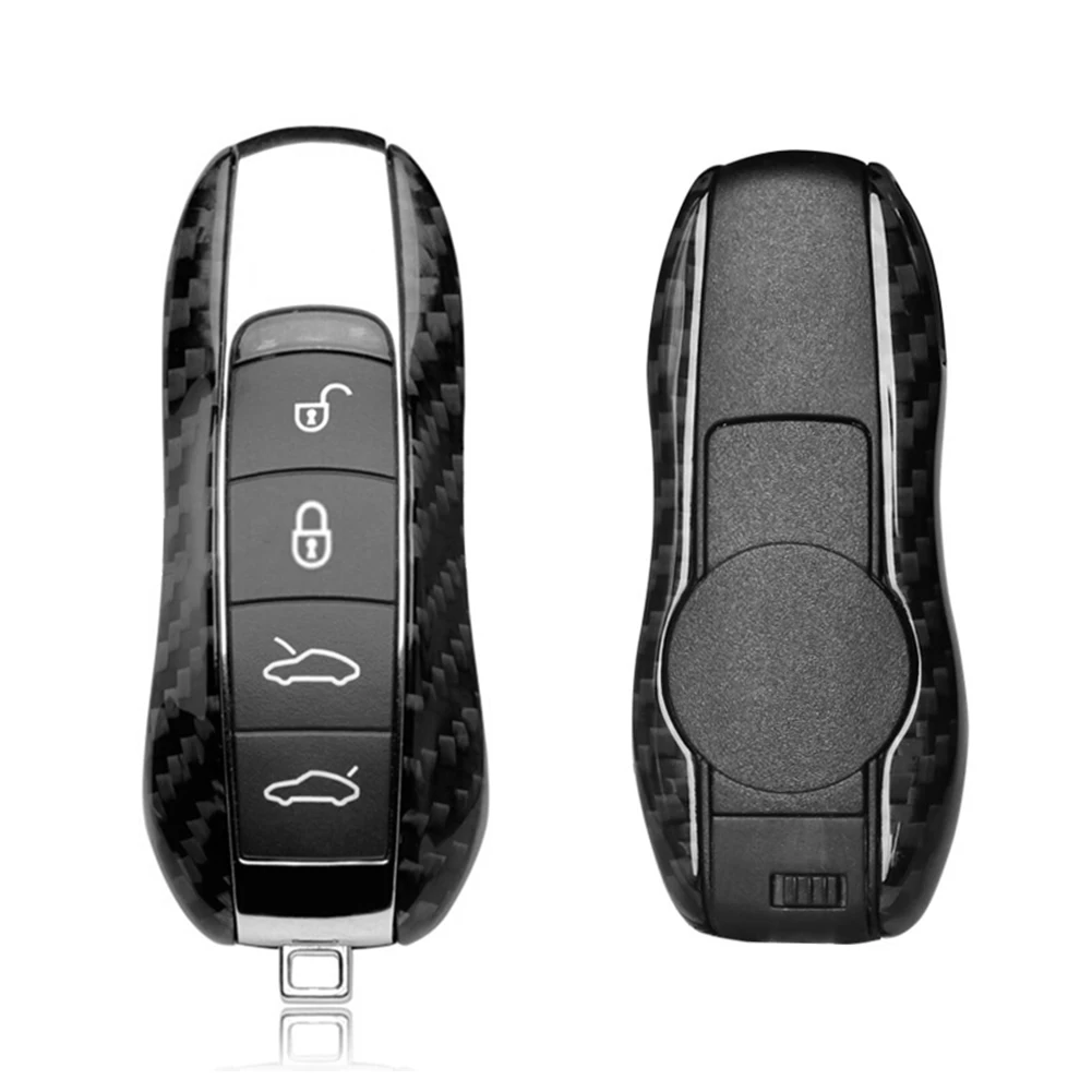 

Black Remote Smart Key Carbon Fiber Shell Cover Trim For Cayenne Macan 911 Carbon Soft Key Bag Fiber Key Bag Remote Key Fob