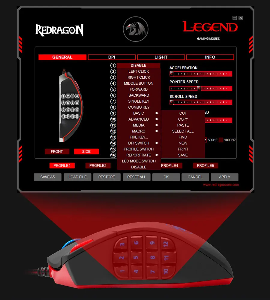 Redragon Perdition M901 Проводная игровая мышь USB 24000 dpi 19 кнопок программируемая игра с подсветкой Эргономичный ноутбук
