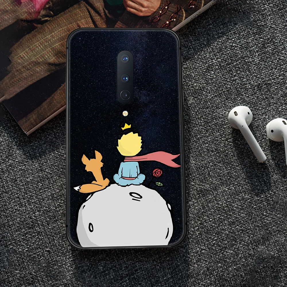 

Cartoon The Little Prince and the fox Phone Case Cover Hull For 1+ Oneplus 5T 6 6T 7 7T 8 8T Pro black Bumper Tpu Cover Painting