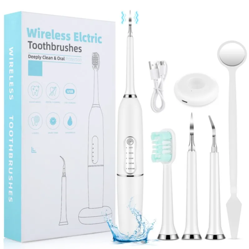 Mini Electric Dental Cleaner Set Intelligent Wireless Charging Touch Switch Five-Speed Ultrasonic Vibration Dental Scaler