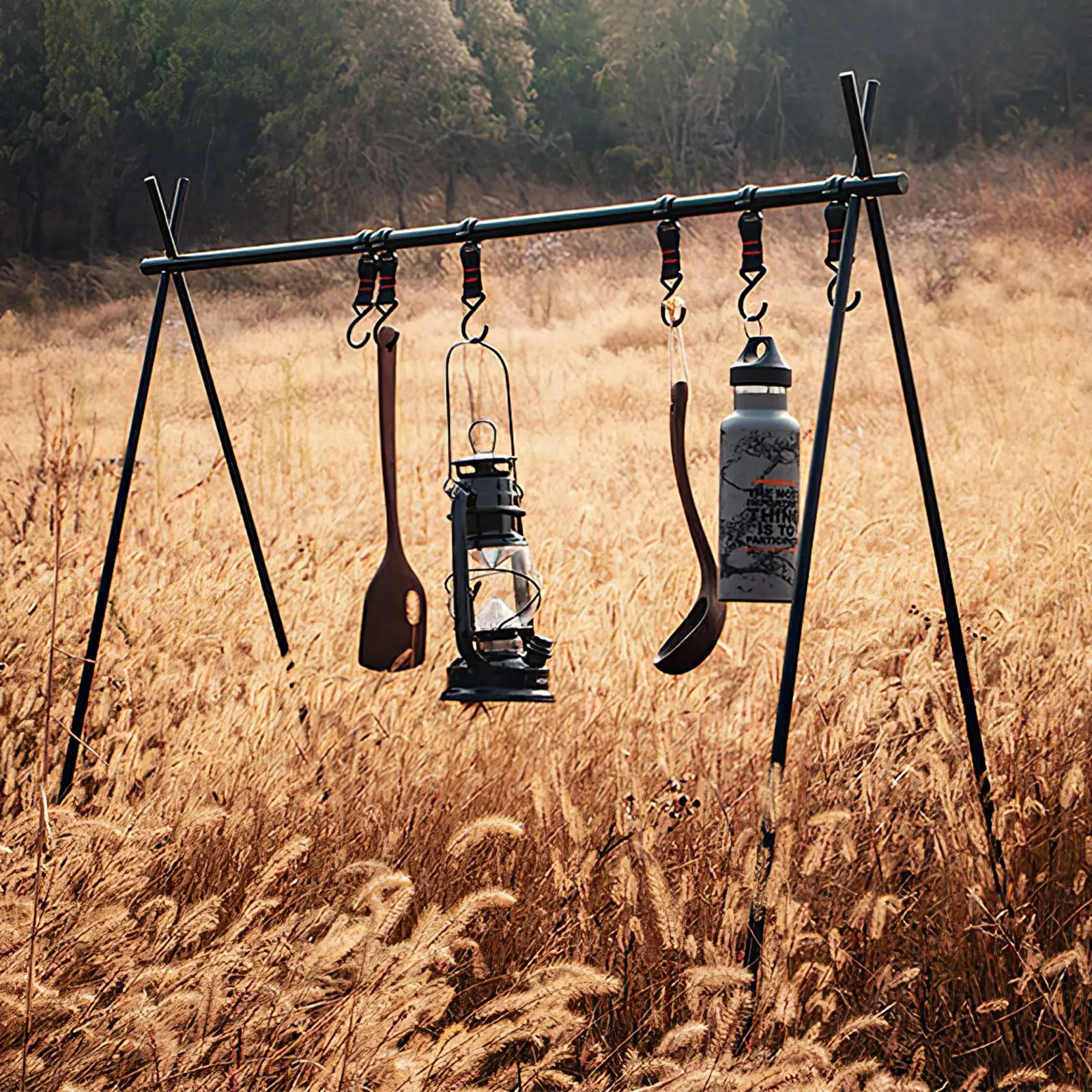 

Portable Outdoor Camping Tripod Grill With Hooks Cookware Hanging Rack For Cooking Drying Rack Garden Cook Easy Foldable