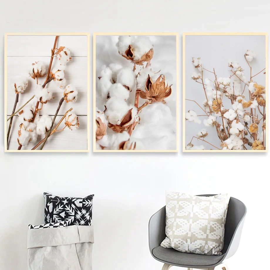 Autumn Plants Flower Cotton Wall Art Canvas Painting Nordic Prints Decor Pictures For Posters Aesthetic Room Decorative | Дом и сад