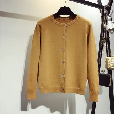 Женская одежда однобортный вязаный кардиган на пуговицах пальто осенняя куртка