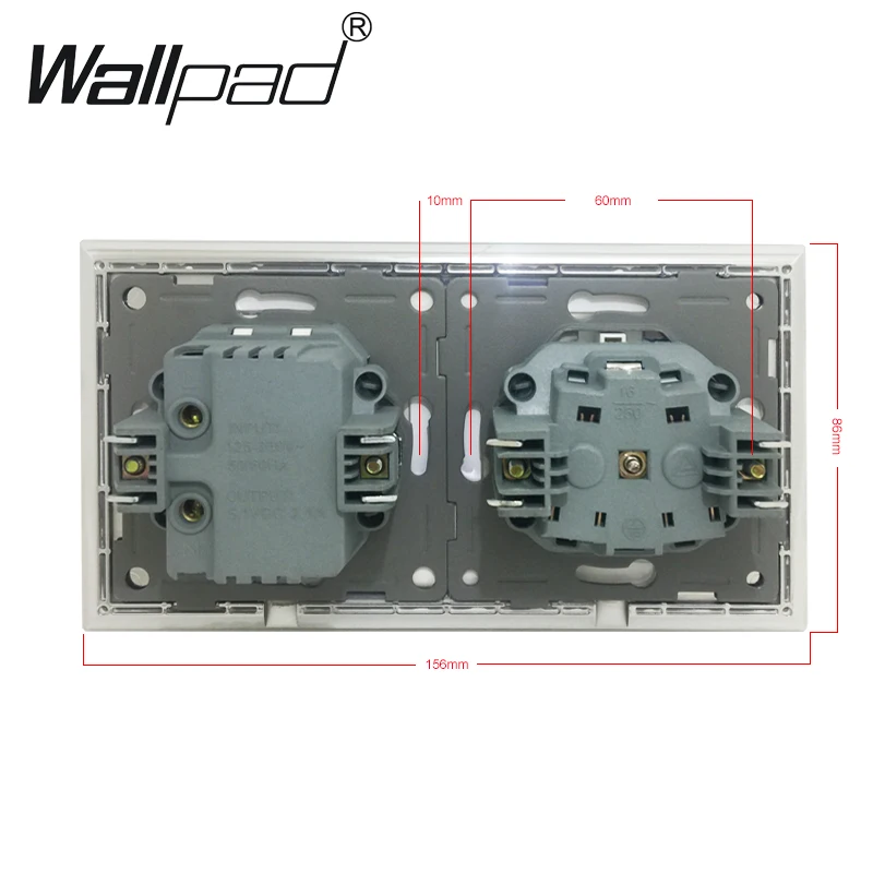USB + Европейская розетка с когтями Wallpad белая стеклянная панель со светодиодным