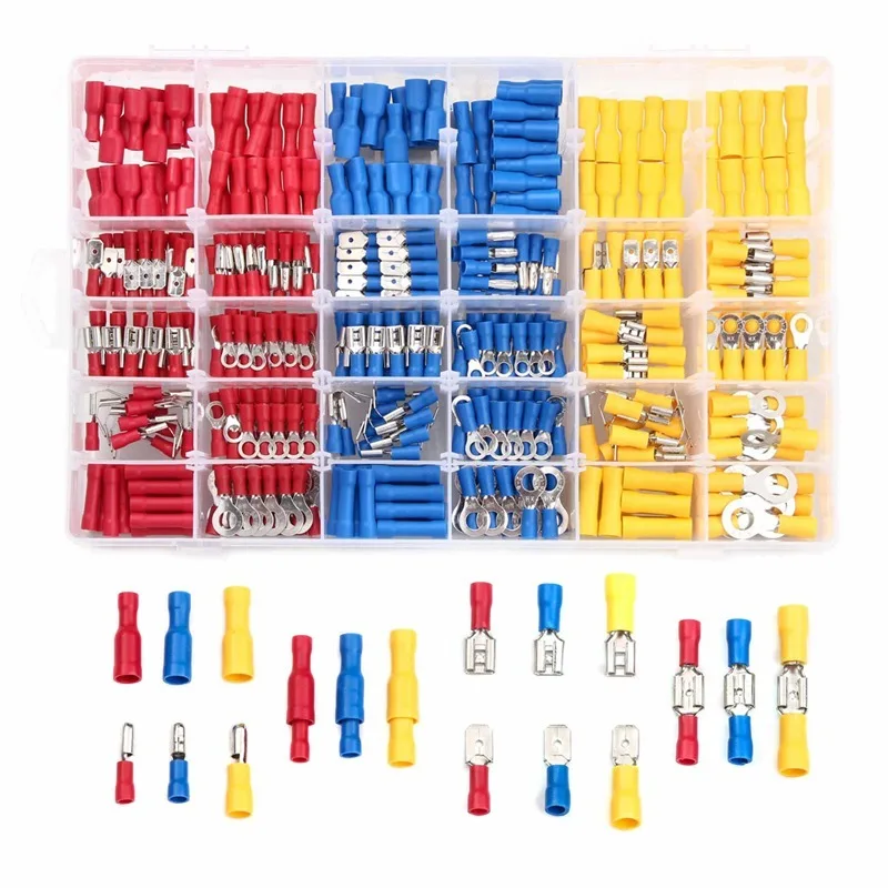 

480PCS Insulated Cable Connector Electrical Wire Crimp Spade Butt Ring Fork Set Ring Lugs Terminals Cable Stripper Crimp Plier