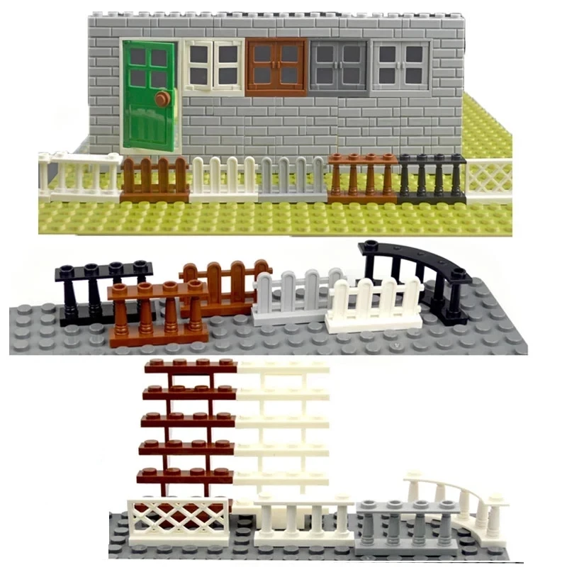 

City Friends House MOC Parts Fence Stairs Ladder Building Blocks DIY Door Window Mini Figures Castle Garden Assemble Brick Toy