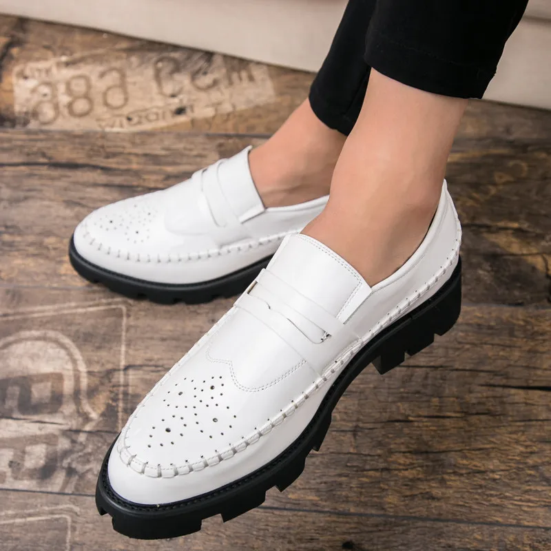 Men's Leather Casual Shoes NEW Non-Slip Thick Sole Business Designer Loafers Luxury Breathable Wedding Dress | Обувь