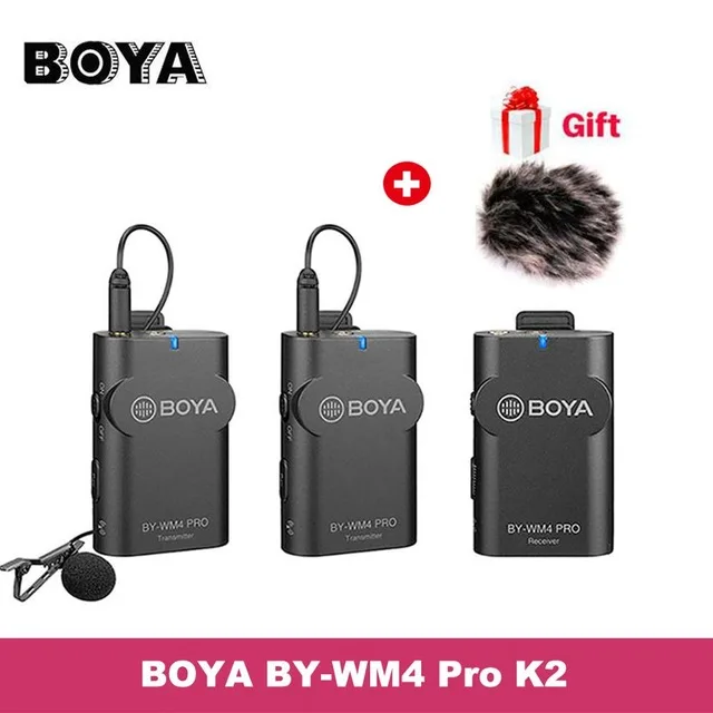 BY-WM4 Pro Kit 1 Boya BY-WM4 Mark II/WM4 Pro петличный беспроводной микрофон с отворотом Студийный микрофон для sony DSLR DJI Osmo Mobile 2 смартфон BY-M1 микрофоном - Цвет: BY-WM4 Pro Kit 1