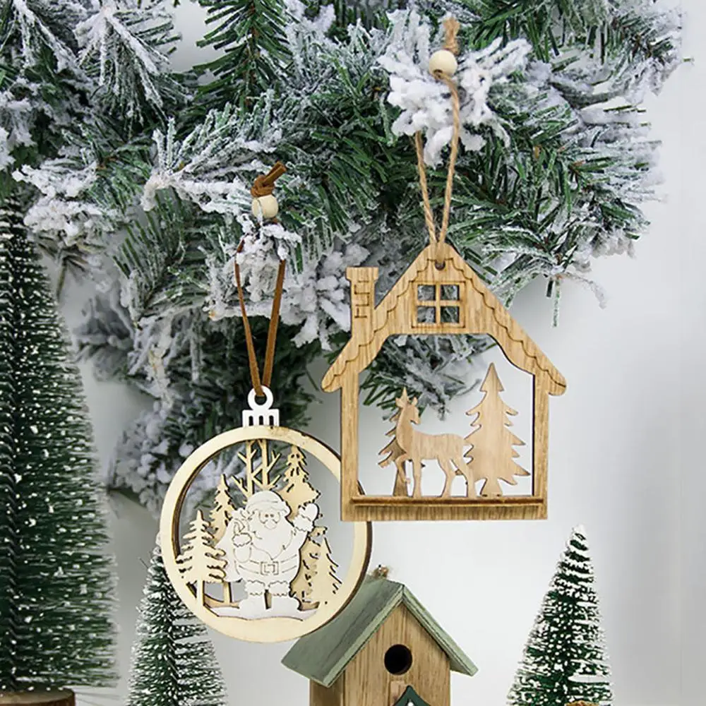 Рождественская деревянная елка Подвески ручная работа украшения для