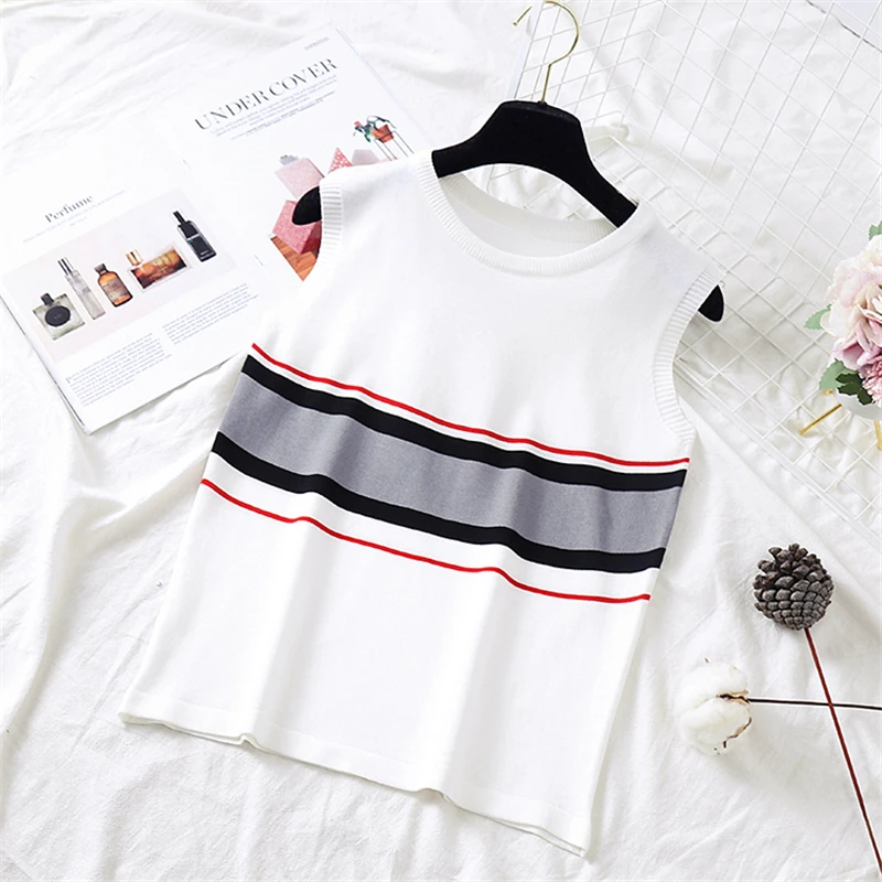 Женский топ без рукавов GLAUKE Свободный укороченный на бретелях с круглым вырезом