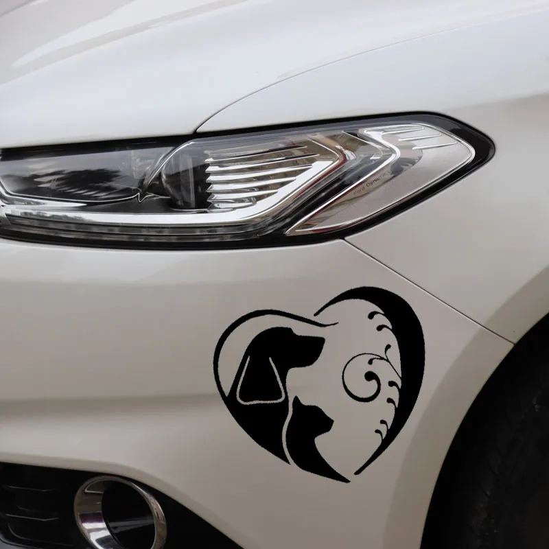 

Dog And Cat In Fancy Heart Car Sticker Vinyl Car Window Decal Black/Silver 15X12.9CM