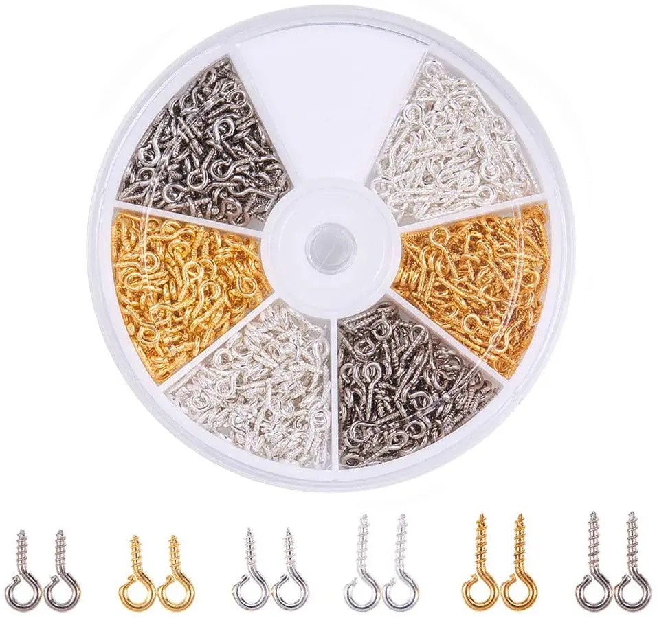 

Штифты с петлей, с резьбой, около 700 шт./кор., миниатюрные штифты, петли, винтовой штифт, резьбовые застежки для полупросверленных бусин, Шарм ...