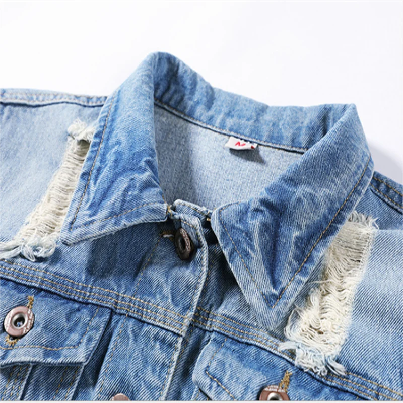 Женская джинсовая куртка в стиле бойфренда осенняя Базовая винтажная Харадзюку