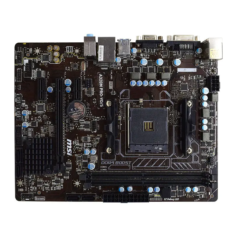 MSI A320M PRO-VD/S Motherboard AM4 Support Ryzen 5 1600x 3600x Cpus AMD A320 DDR4 32G PCI-E 3.0 VGA DVI SATA3 6×USB3.1 Micro ATX |