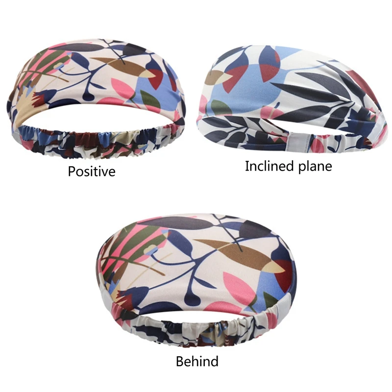 Лента для волос эластичная с цветочным принтом Спортивная широкая Байкерская