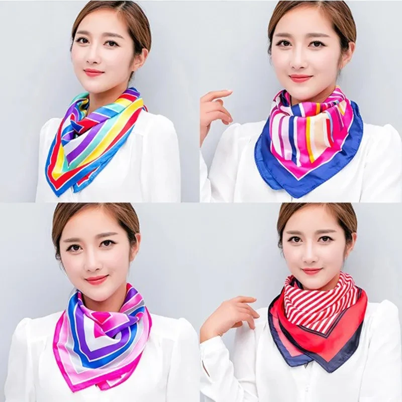 

Women's Small Satin Silk Scarf Print Wrap Wrinkled Elegant Handkerchief Bandana Neck Hair Tied Tie Scarf Shawl Accessories