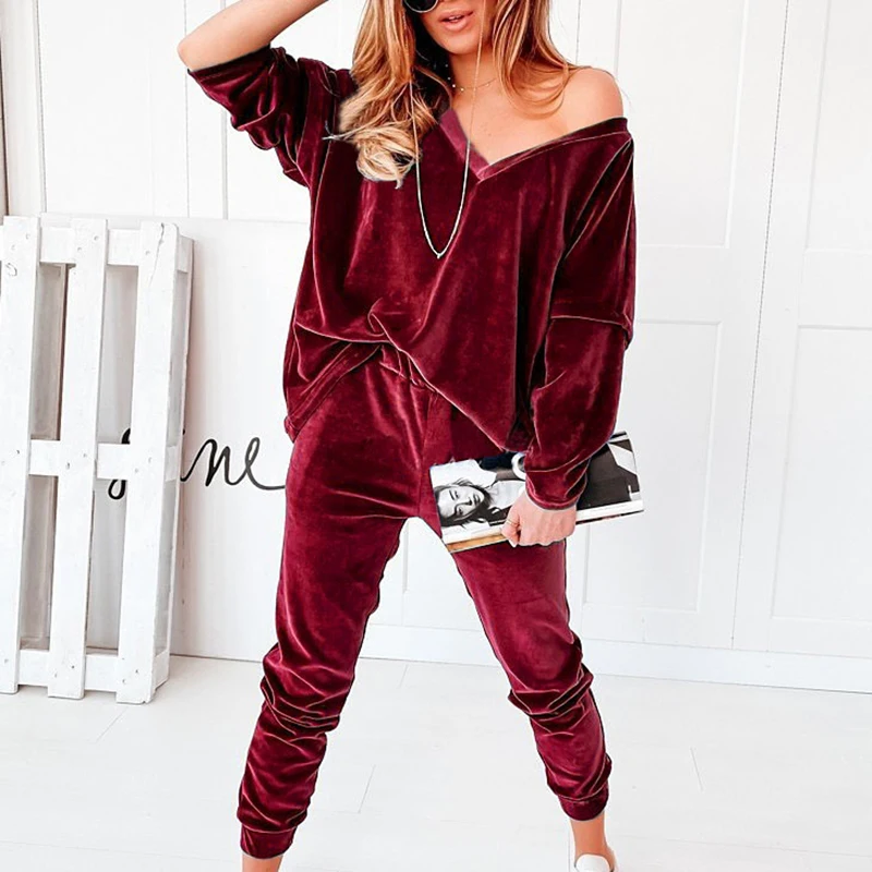 

AYES Tracksuits Women'S Matching 2 Two Piece Set Long Sleeves Sweatshirt Hoodie Sportswear Trousers Suit Autumn 2021 pant sets
