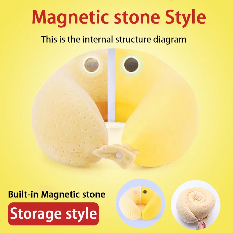 Magnetic stone style U-образная подушка для путешествий с эффектом памяти, ортопедические массажный эффект для шеи, подушка для офисного самолета, Подушка для сна, подушка для здоровья шейки - Цвет: Magnetic stone style