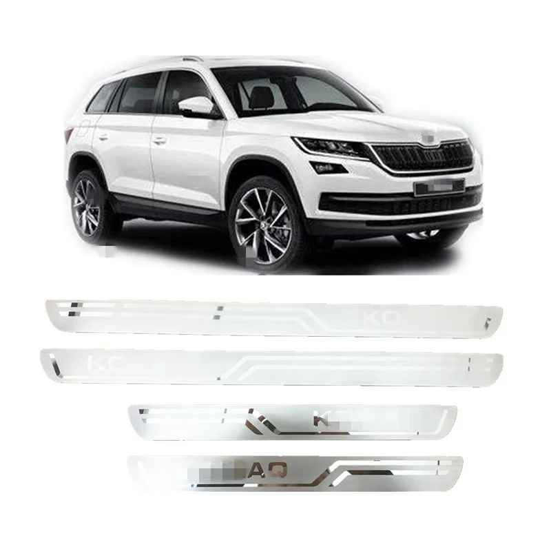 Ультратонкая Накладка на порог из нержавеющей стали наклейка подходит для Skoda