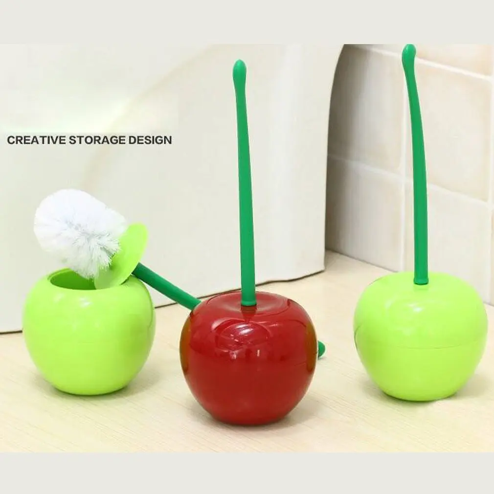 

Hot Wine Red/Red/Green Toilet brush Lovely Cherry Shape Lavatory Brush Toilet Brush Holder Set Toilet Borstel Cepillo Wc trump