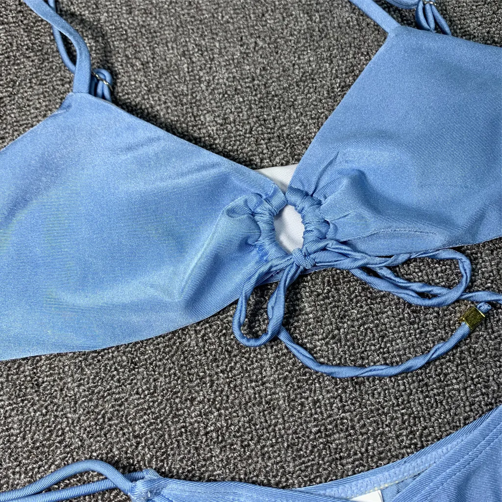 

New Hot Sale Sexy Summer Women's Print Split Swimsuit Fashion Swimwear Beachwear Bikini Push-up Padded Bra Bikini Set Pleated