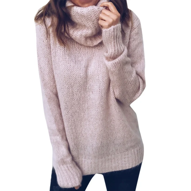 

Sweater Female Autumn Winter Knitted Turtleneck Sweaters Women Casual Long Sleeve Loose Pullover Tops Jumper Pull Femme
