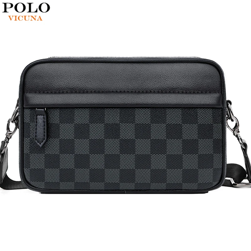 VICUNA POLO брендовая дизайнерская мужская сумка-мессенджер через плечо в клетку
