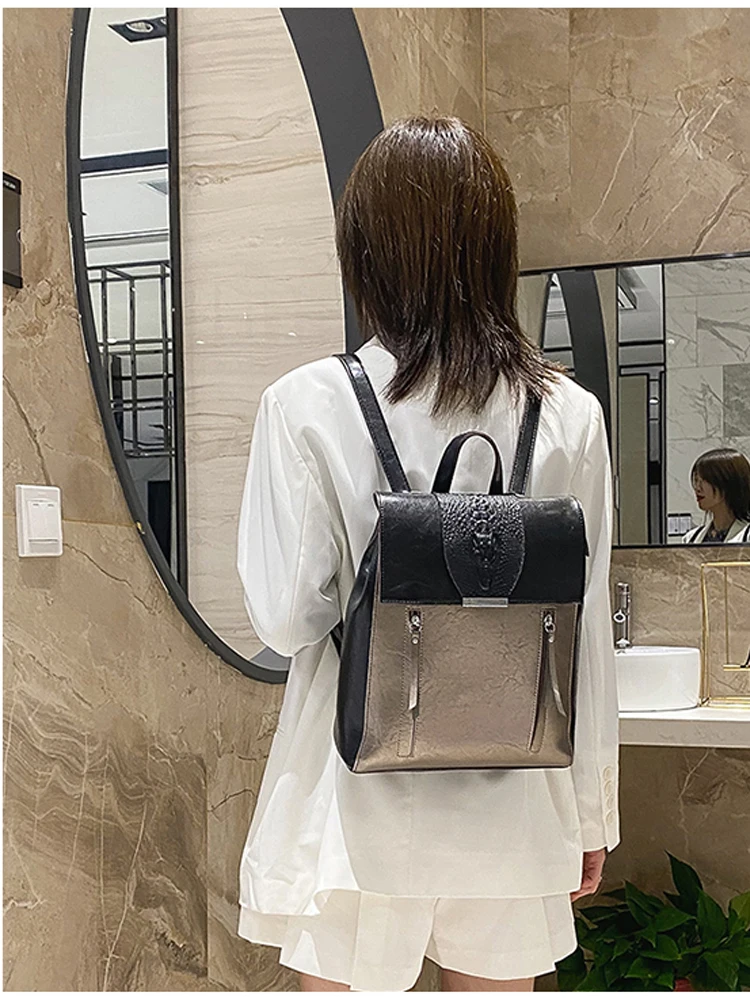 

Women Backpacks Snake Leather Backpack for Teenage Girls Female Large Sac A Dos Travel Rucksacks Ladies Bagpack Mochila Feminina