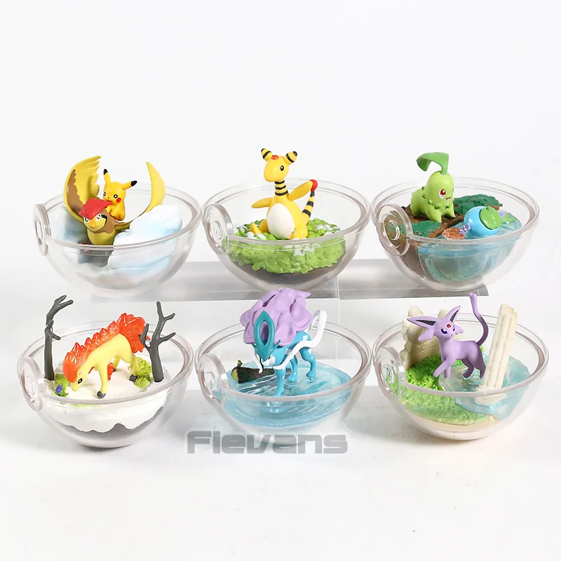 B no box Аниме монстр Пикачу Pidgeotto Ponyta Suicune Ampharos Espeon Chikorita мини ПВХ фигурка коллекционные игрушки 6 шт./компл - Цвет: B no box