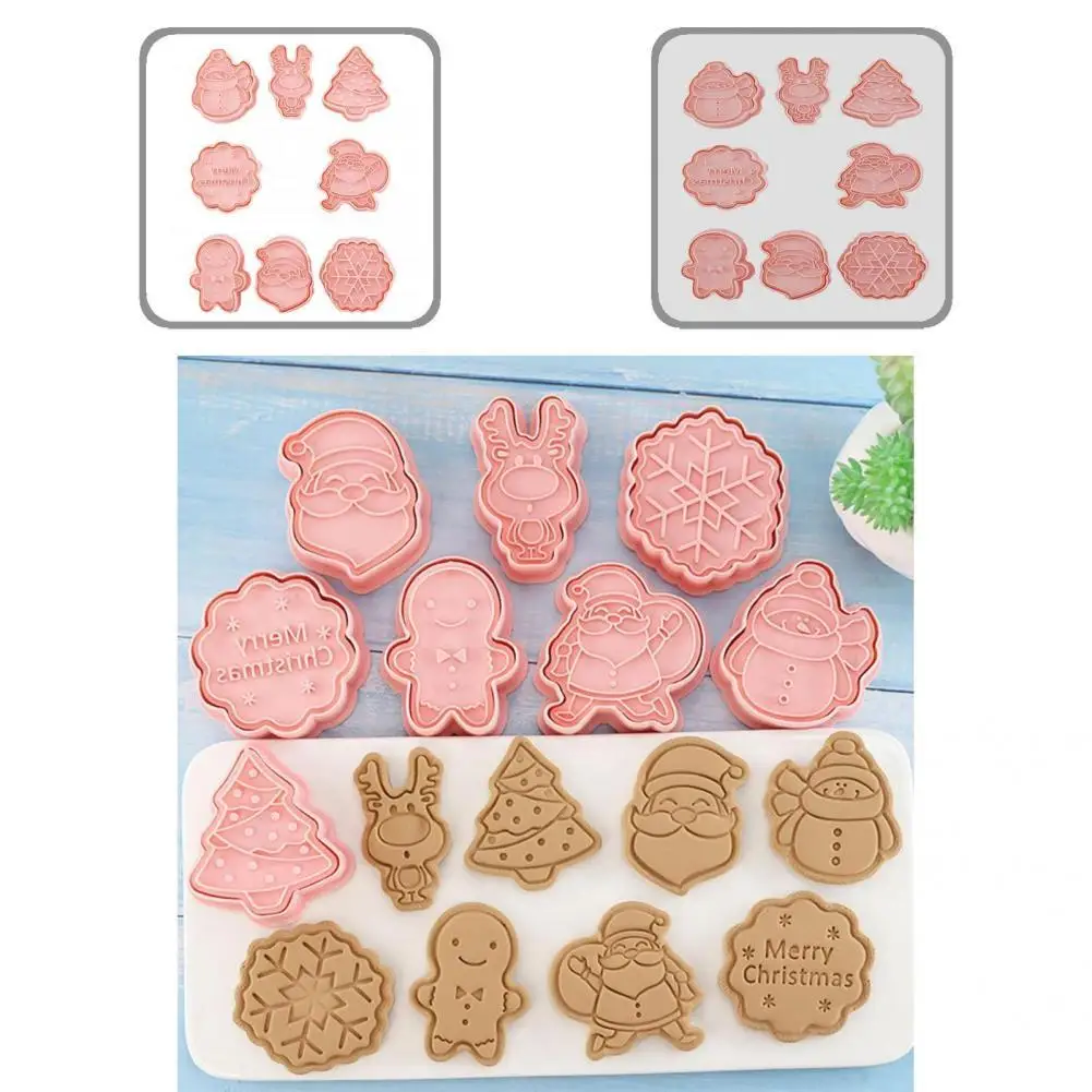 

Useful Cookie Mold Ornamental Pink Christmas Flavor Cartoon Biscuit Mould Cookie Cutters Pastry Mould 8Pcs/Set