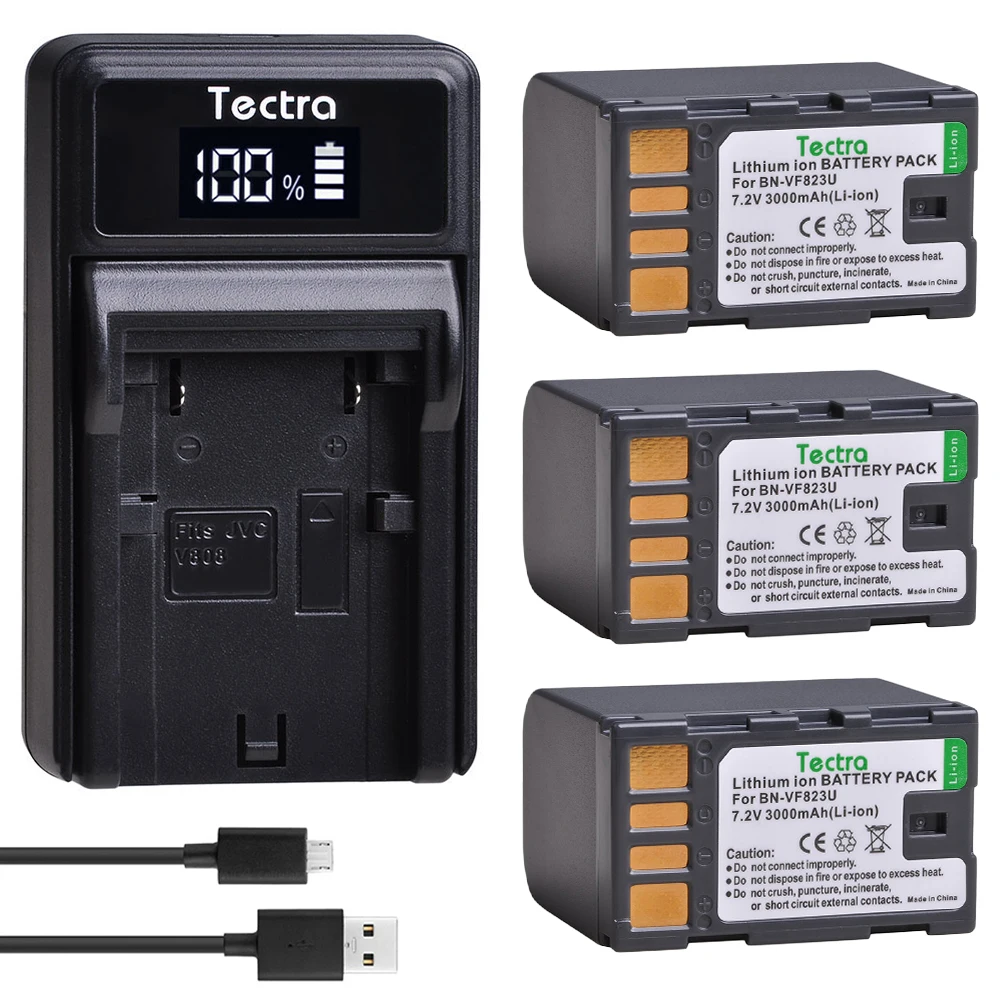 

3pcs BN-VF823U BN-VF823 BNVF823 Battery+LED USB Charger for JVC GZ-HM200 GY-HM170 JY-HM85 JY-HM95 GR-DA30 GZ-MG130AC GY-HM150EC