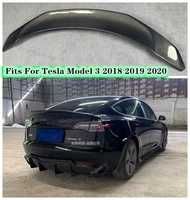 new high quality carbon fiber rear trunk lip spoiler wing fits for tesla model 3 2018 2019 2020 v style