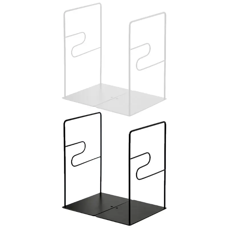 

1 Pair Iron Bookends Book Stand Support Desktop Office Magazine Organizer Shelf