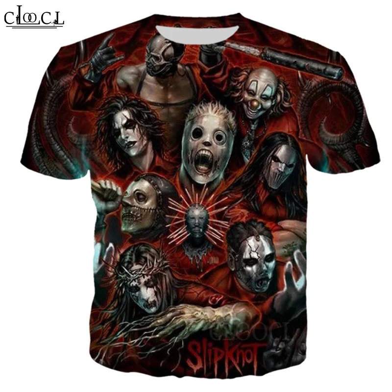 

HX New Summer Metal Rock Band Slipknot 3D Print Men Women T Shirt Harajuku Casual Streetwear Style Pullover Tops Drop Shipping