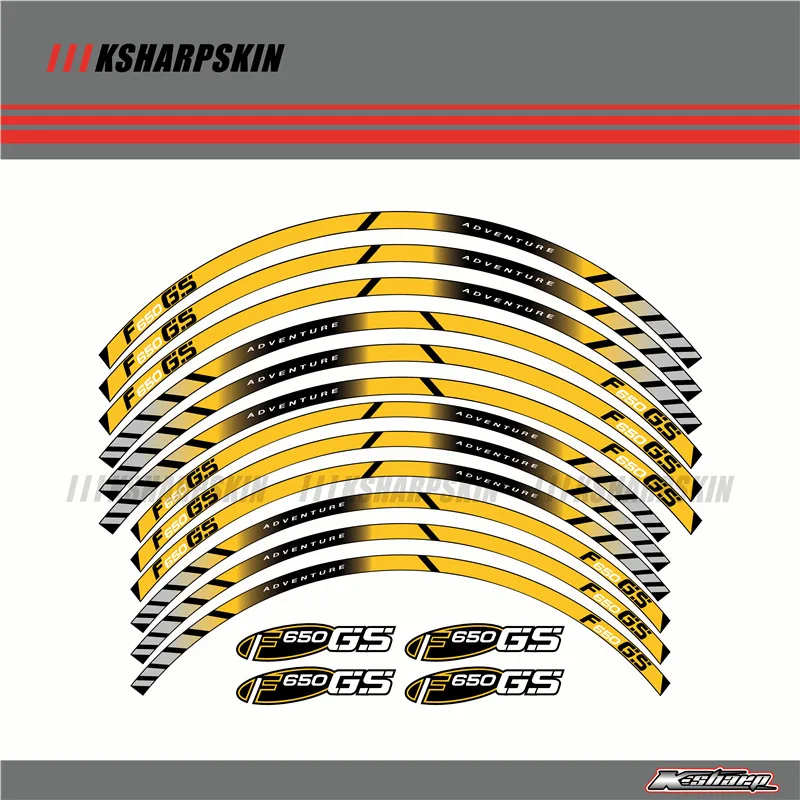 

12 X Thick Edge Outer Rim Sticker Stripe Wheel Decals FIT F650GS ADVENTURE 19''17''