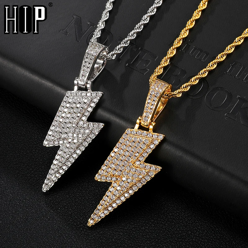 Хип хоп Bling Iced Out микро проложили CZ подвеска с молнией и ожерелья для мужчин рэппер