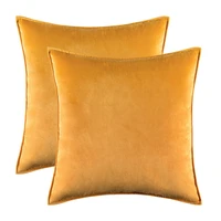 inyahome meadow crushed velvet throw pillow cover mustard gold matching binding vintage boho farmhouse country cottage d%c3%a9cor