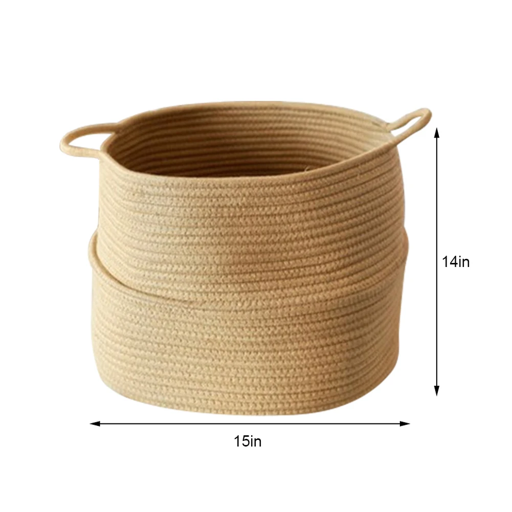 

Foldable Cotton Rope Basket Natural Seagrass Woven Storage Basket Pot Garden Flower Vase Basket Bellied Baskets Laundry Basket