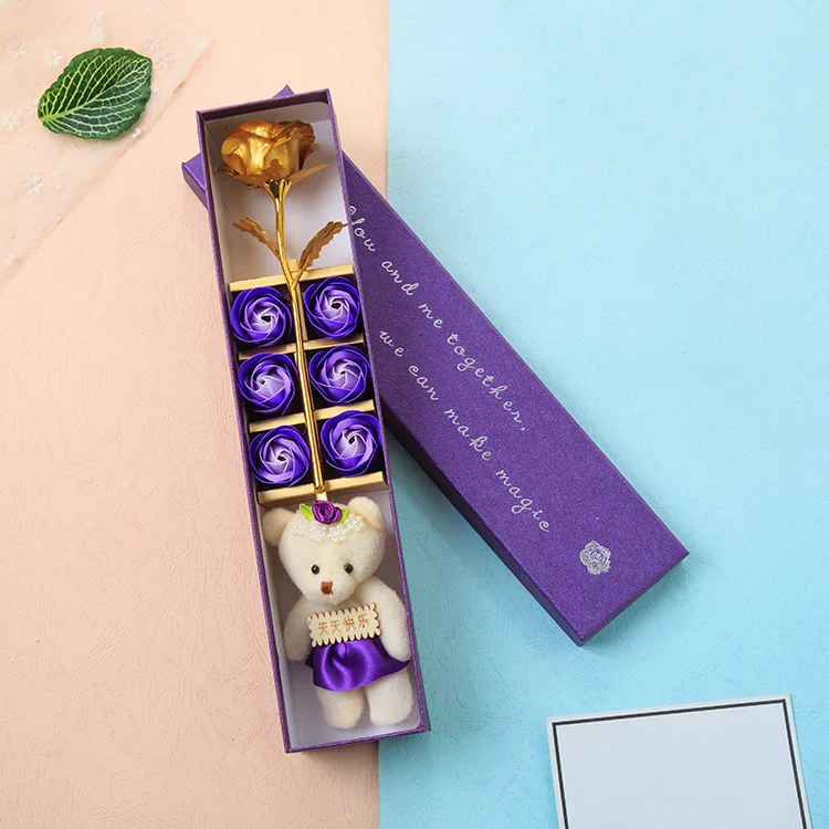 Креативный подарок на день Святого Валентина покрытая фольгой 24 К розовая