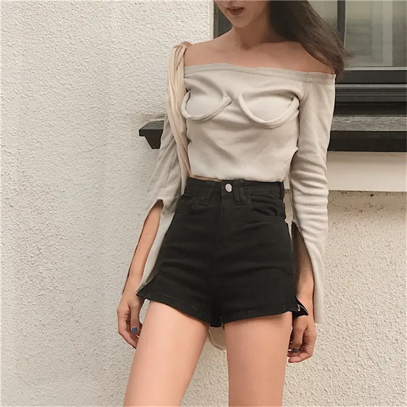 

High Waisted White Wide Leg Women's Denim Shorts Sexy Stretch Slim Casual Female 2021 Summer Ladies Short Jeans for Women Y617