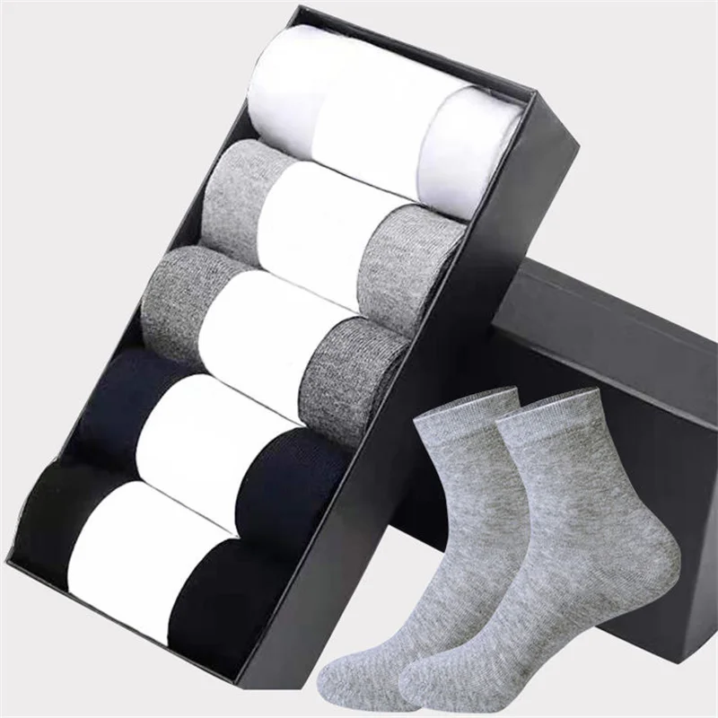 

5 Pairs Men's Cotton Socks New Style Black Business Men Socks Soft Breathable Summer Winter for Male Socks