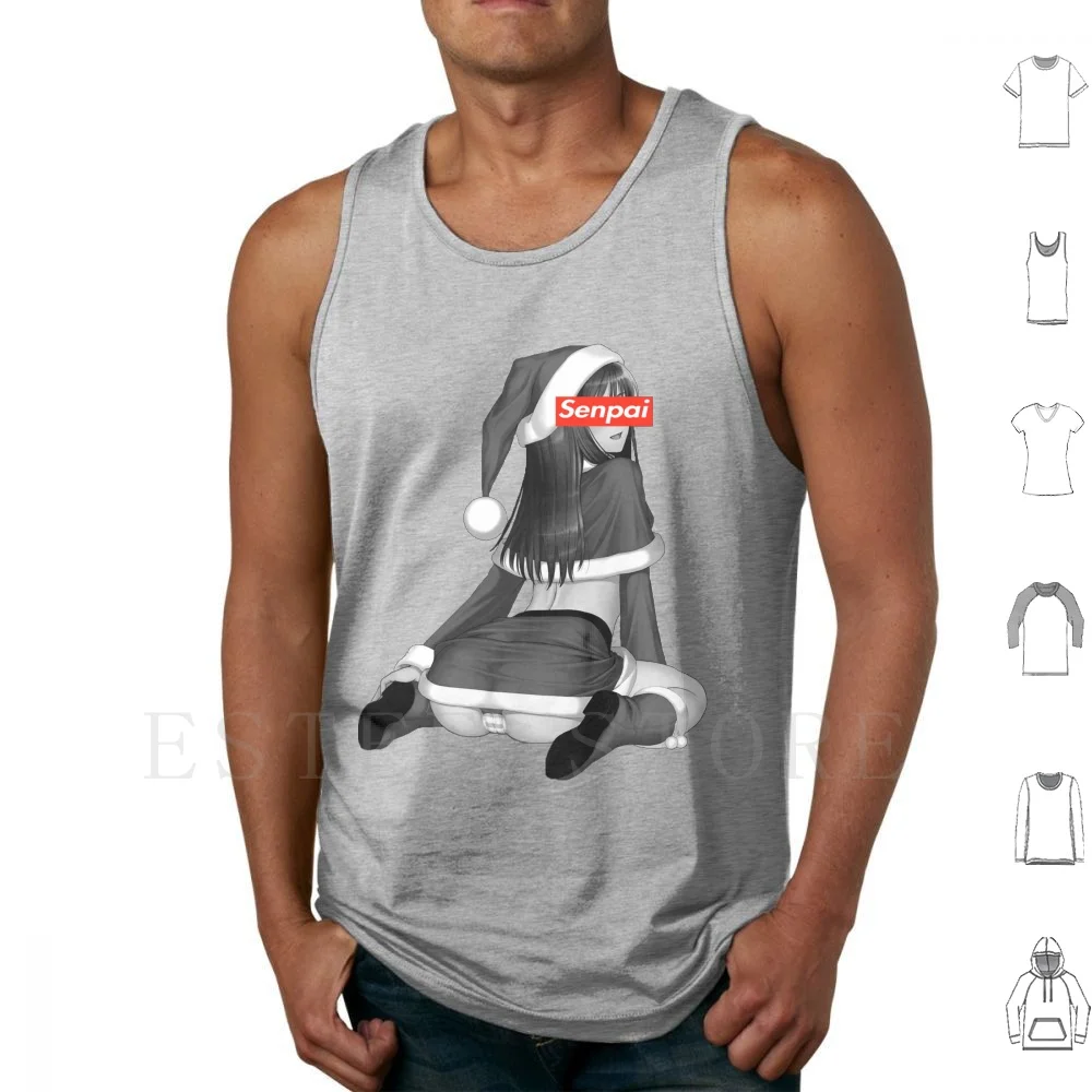 Аниме Девушка Майки Жилет Хлопок Хентай Сэмпай Рождество Черно-Белый Милый