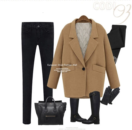 Manteau femme Европейский Осень Зима Женское негабаритное стеганое шерстяное пальто простая Верхняя одежда casaco feminino пальто - Цвет: Beige or Khaki