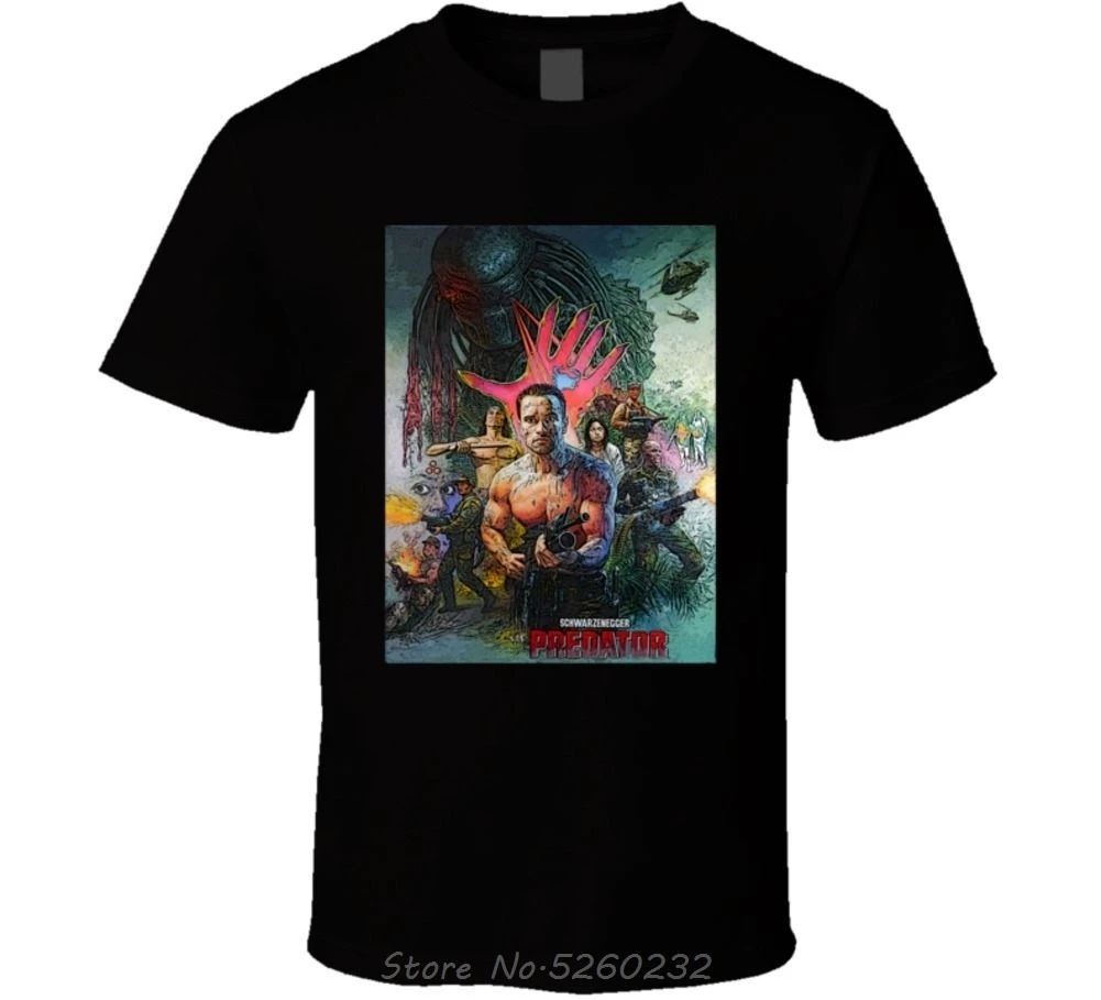 

Predator Arnold Schwarzenegger Movie Original Fan T Shirt Short Sleeve Shirts Tops S~3Xl Big Size Cotton Tees Free Shipping