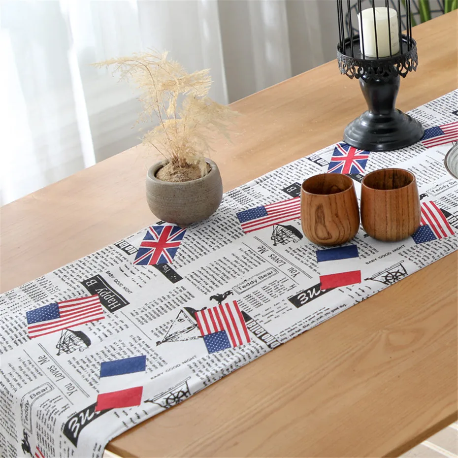 Креативная американская газета прямоугольный стол бегуны для дома Обеденный