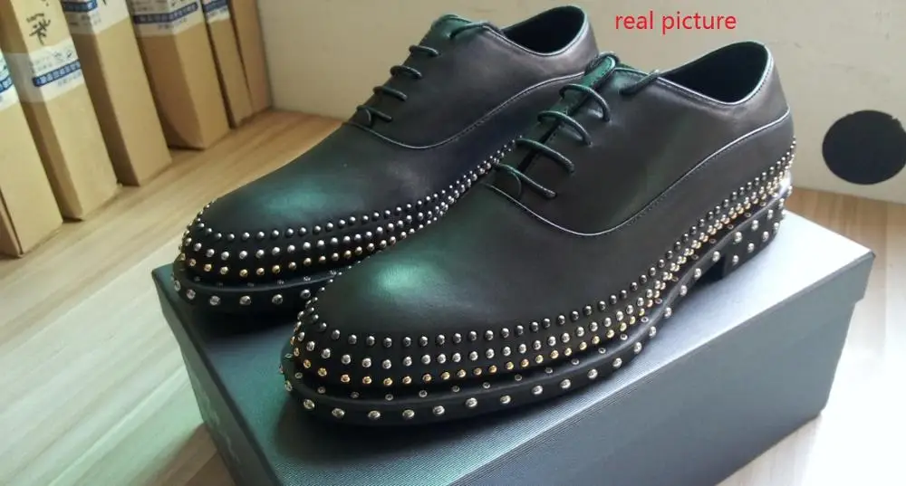 Туфли-оксфорды мужские из натуральной кожи с заостренным носком на шнуровке