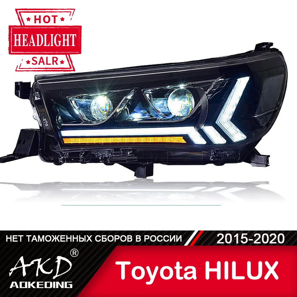 

For Car Hilux Head Lamp 2015-2020 Car Accessory Fog Lights Day Run Light DRL H7 LED Bi Xenon Bulb Revo Rocco Headlights