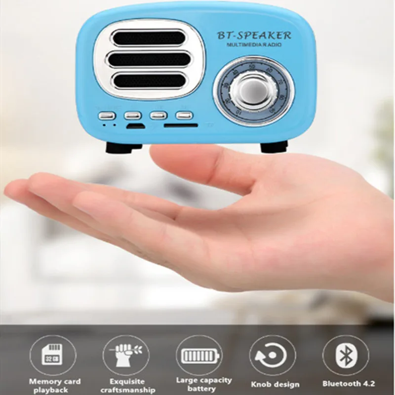 2020 мини Bluetooth динамик в стиле ретро портативное радио сабвуфер поддержка TF карты